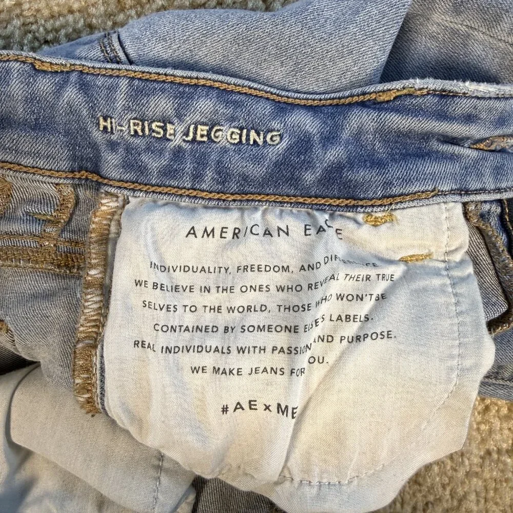 American Eagle Jeans Women Sz 2 Blue Denim Hi Rise Jegging Next Lvl Stretch F457